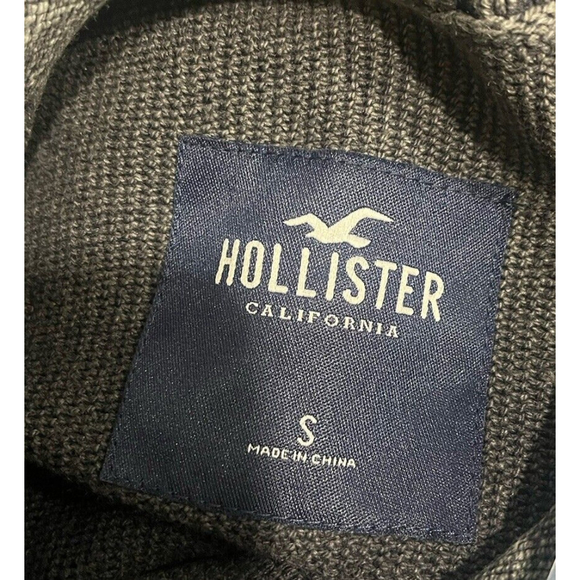 Hollister Sweater Mens Small Gray Ribbed Crew Neck Cotton Acrylic Blend NWT Knit - Picture 3 of 7